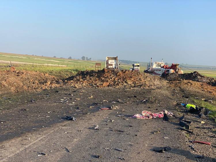 Debris from the explosion was all over the road.