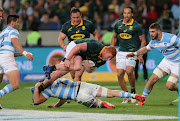 Ball carrier Steven Kitshoff of South Africa during the Rugby Championship match between South Africa and Argentina at Nelson Mandela Bay Stadium on August 19, 2017 in Port Elizabeth, South Africa. 