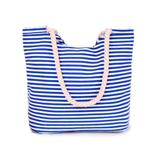 Title 5, Striped canvas bag for beach, shopping, and eve...