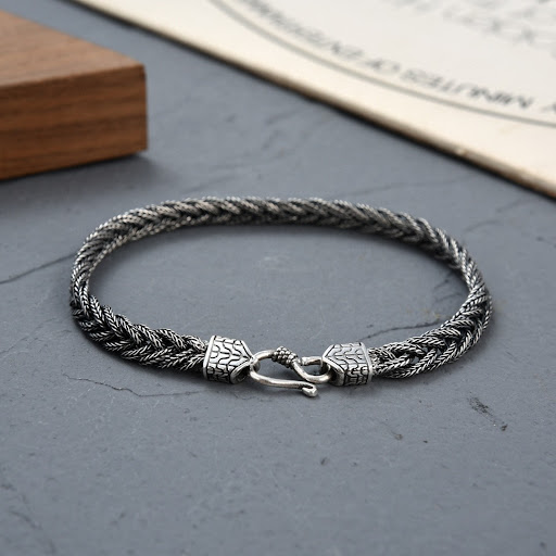 Title 2, New 925 Silver Hand Weaving Bracelet Men A Styl...
