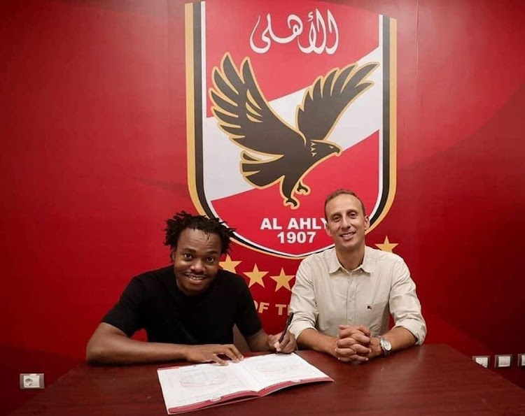 Percy Tau signs for Al Ahly. Picture: AL AHLY ON TWITTER