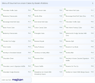 Gourmet Ice cream Cakes by Baskin Robbins menu 1