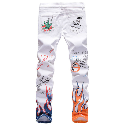 Title 12, Skull Graffiti Color Print Black White Trousers...