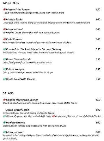 Swirl (Vivanta Chennai) menu 