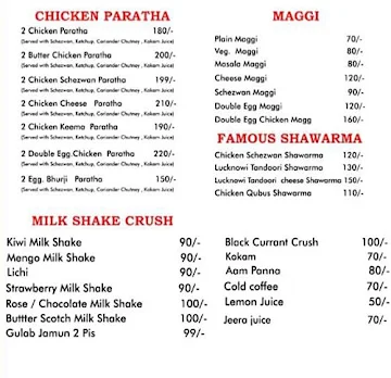 Loving Paratha & Roll menu 