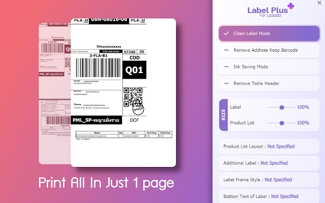 Label Plus สำหรับ Lazada chrome extension