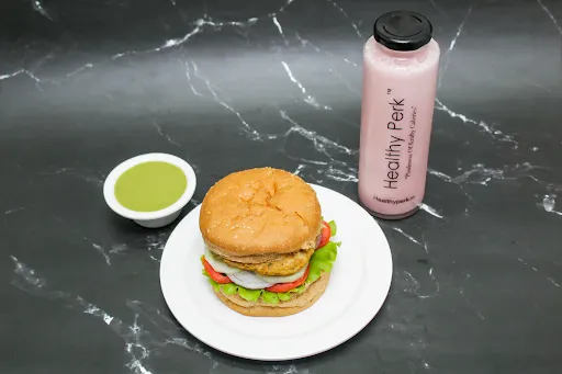 Chicken Burger + Smoothie Of Your Choice Combo