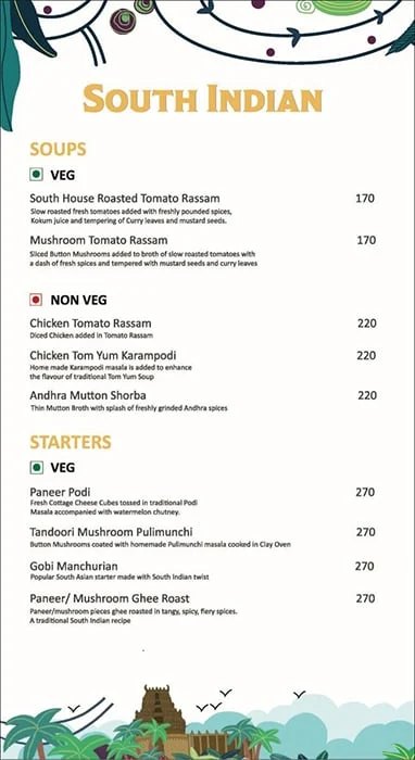 South House menu 