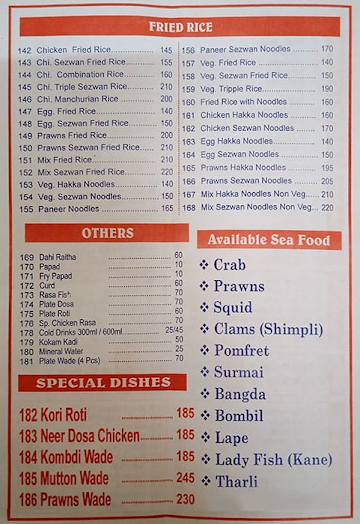 Hotel Kokan Swad menu 