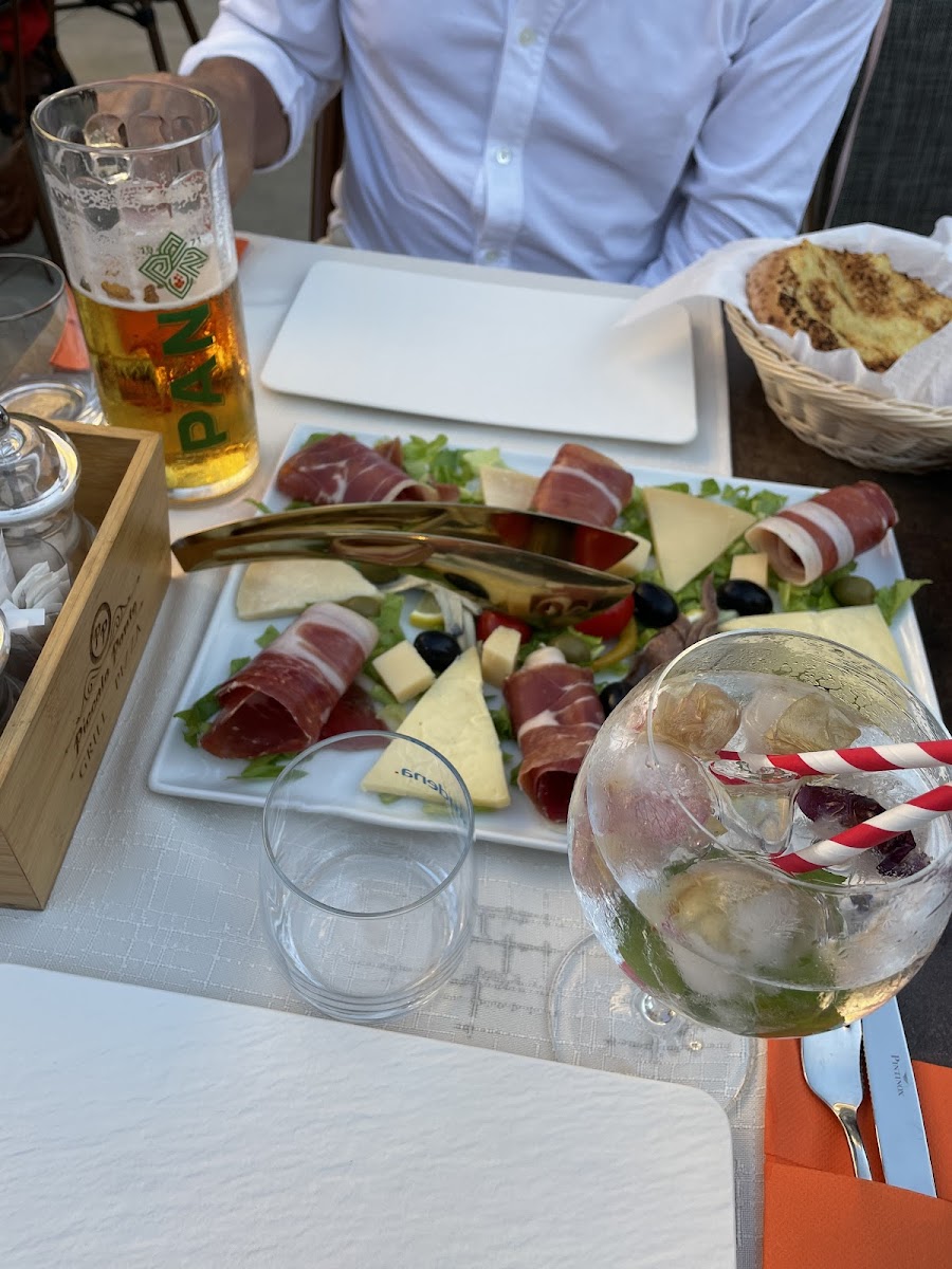 Platter with cheese and meat