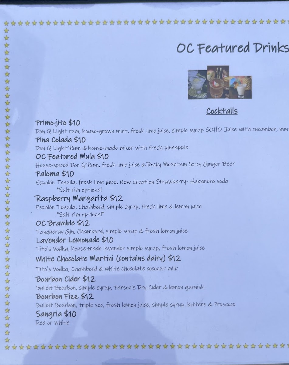 Off Center: Patio & Pub gluten-free menu