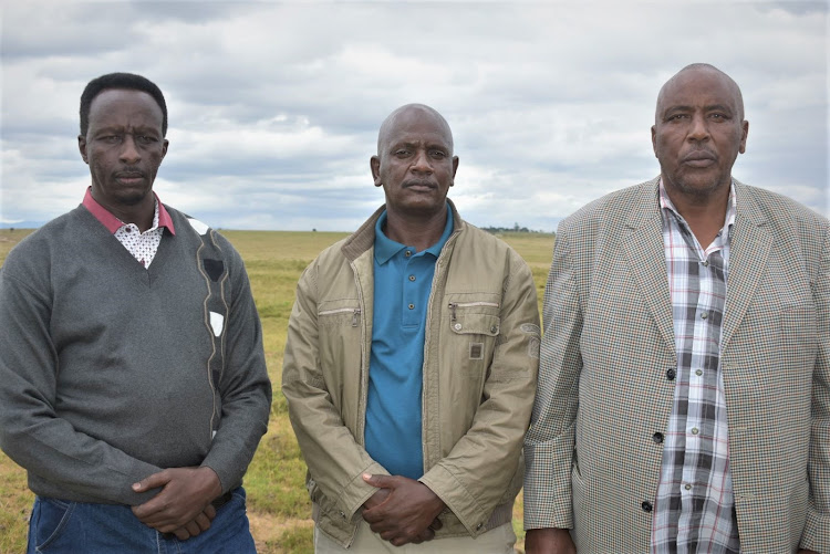 Kaputiei community leaders Wilson Kisemei, Wilson Kirayian and William Kasion