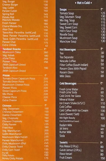 Hotel Krishna Sagar menu 