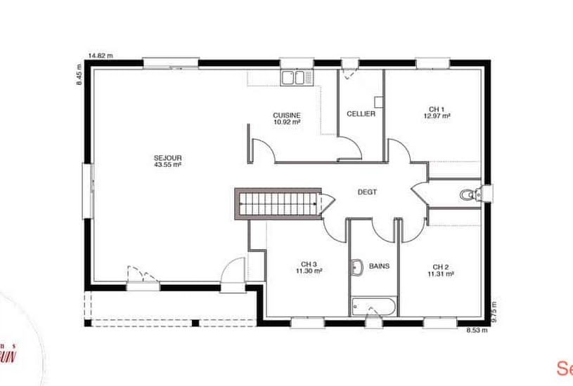  Vente Terrain + Maison - Terrain : 1 000m² - Maison : 82m² à Ussel (19200) 