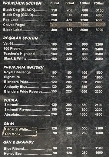 Baithak Dhaba menu 