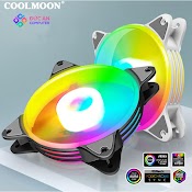 Quạt Tản Nhiệt, Fan Led Rgb Coolmoon P1 Có Điều Tốc Pwm - Led Sync Main 3 Pin 5V / Bộ Hub Coolmoon P - Argb Pwm