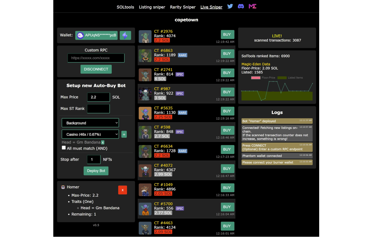 SOLtools.xyz - Sniper, Rarity, and more. Preview image 3