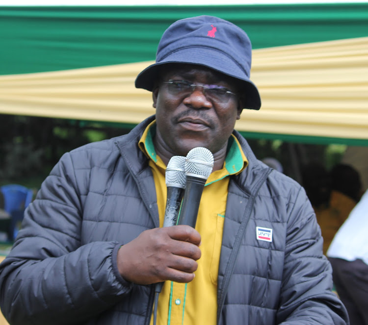 Bungoma county Kuppet chairman David Barasa addresses teachers on September 24, 2022 during an AGM.