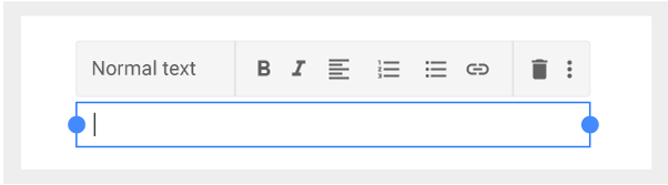As opções para atualizar o texto aparecem acima da caixa de texto 
