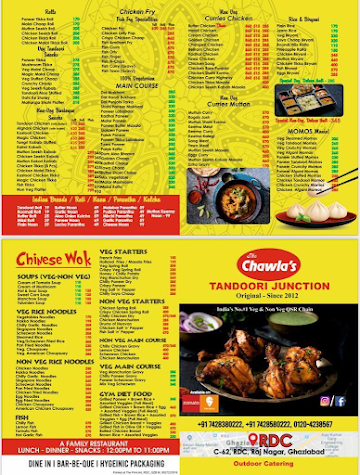 Chawla's Tandoori Junction menu 