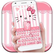 Pink Kitty Bowknot Keyboard