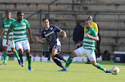 Cole Alexander of Bidvest Wits challenged by Ryan De Jongh of Bloemfontein Celtic during the Absa Premiership match between Bloemfontein Celtic and Bidvest Wits at ABSA Tuks Stadium on August 27, 2020 in Pretoria, South Africa. 