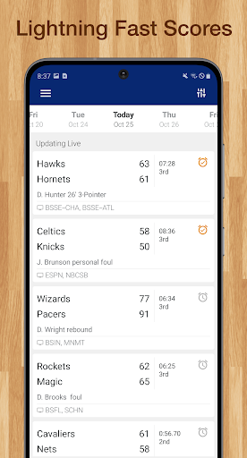 Screenshot Scores App: for NBA Basketball