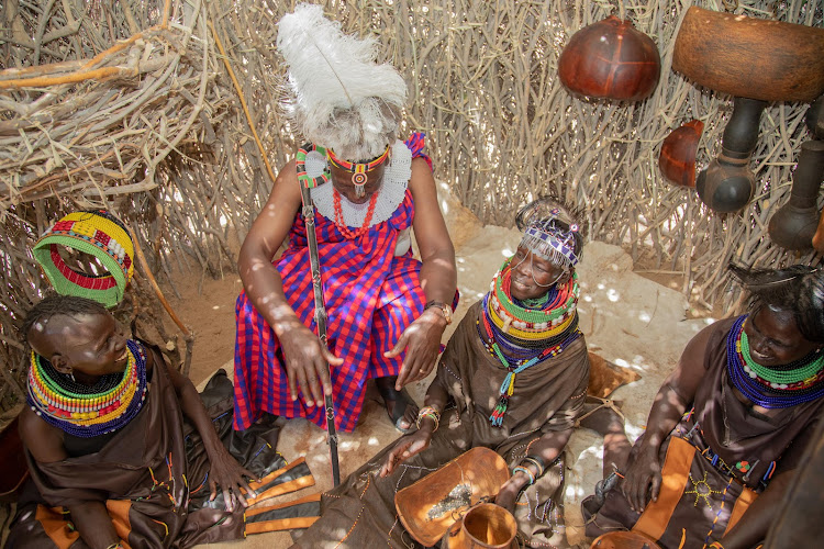 President WIlliam Ruto inside a manyatta at the Turkana Cultural Festival on October 12, 2023