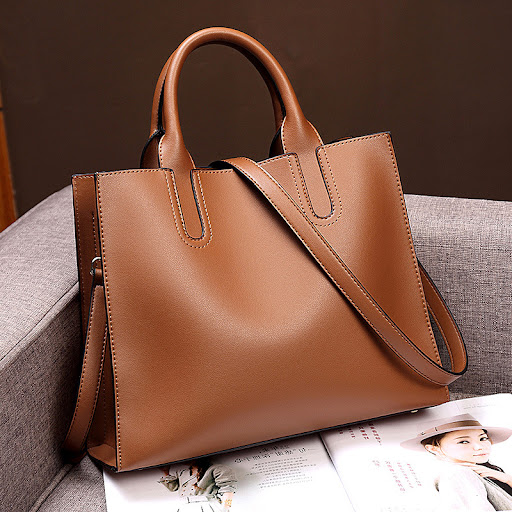 Title 2, Large Capacity Genuine Leather Ladies Handbag O...