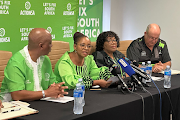 From left ActionSA leader Herman Mashaba, Free State premier candidate Patricia Kopane, Mpumalanga candidate Thoko Mashiane  and Eastern Cape candidate Athol Trollip. 