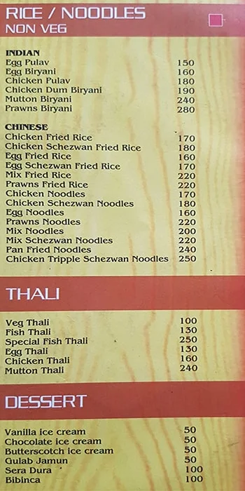 Mayur Punjab menu 