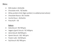 Mandeep Dairy menu 1