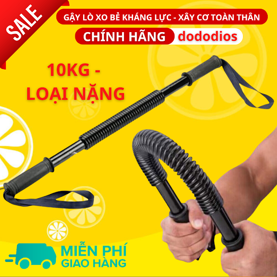 Thanh Lò Xo 10Kg Tập Bẻ Cơ Tay Tại Nhà - Loại Nặng - Gậy Lò Xo Kháng Lực Tập Gym - Chính Hãng Dododios