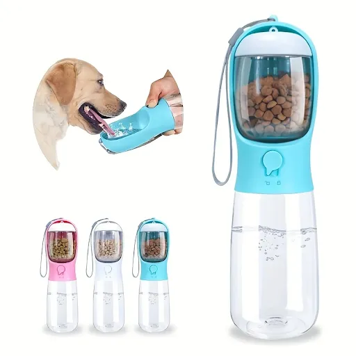 Portable Dog Cat Water Bottle with Storage Food and Water Container for Puppy Pets Feeder Bowl Outdoor Travel Pet Drinki