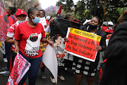 Cosatu members working in the public sector march through the Pretoria CBD, 07 October 2020, during the trade union federation's day of national action. The march was to highlight a number of grievances, including an end to corruption in SA,  and demand that the government address unemployment and the equality gap in the country. 