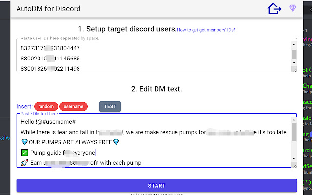 AutoDM for discord chrome extension