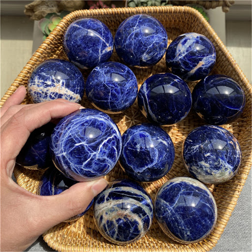 Title 6, Natural Crystal 8CM Blue Stone Ball Ornament. E...