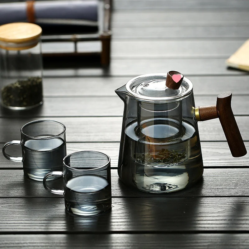 Juego de tetera de vidrio resistente al calor grueso para el hogar Prepara y sirve té con elegancia y durabilidad para disfrutar en casa.