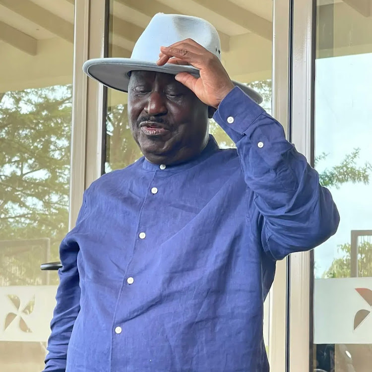 Azimio leader Raila Odinga after he landed in the country on April 28.