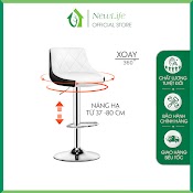 Ghế Quầy Bar Bọc Da Pu Đệm Cao Su Cao Cấp Newlife - Ghế Bar Nâng Hạ, Tựa Lưng - Ghế Spa Trang Điểm Sang Trọng