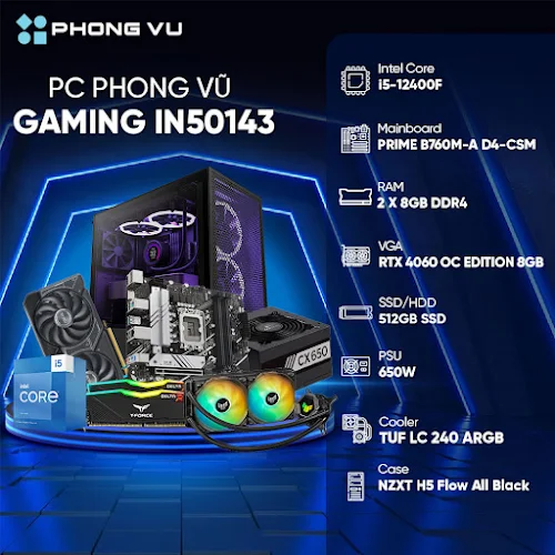 PC PV Gaming IN50143 (Intel Core i5-12400F/2 x 8GB/512GB SSD/RTX 4060/Free DOS)