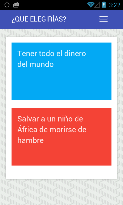 Android application Qué Elegirías screenshort