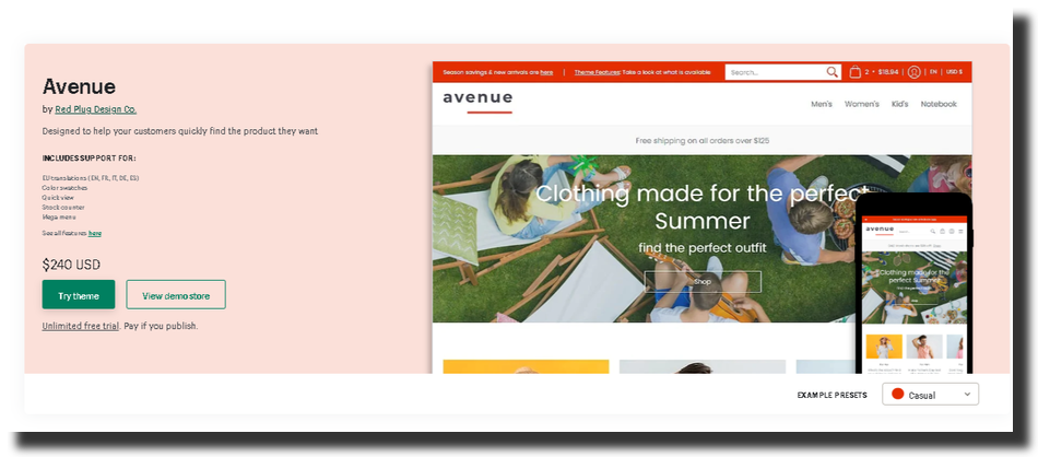 avenue shopify theme