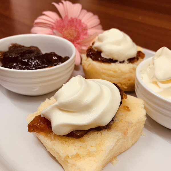 Scone with jam and cream