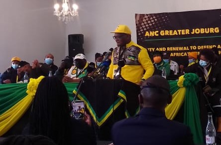 ANC Gauteng leader David Makhura addresses the party's Johannesburg conference in Centurion on June 4 2022.