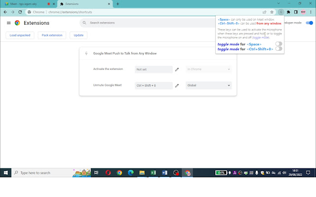Google Meet Push to Talk from Any Window chrome extension