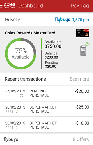 Coles Credit Card App