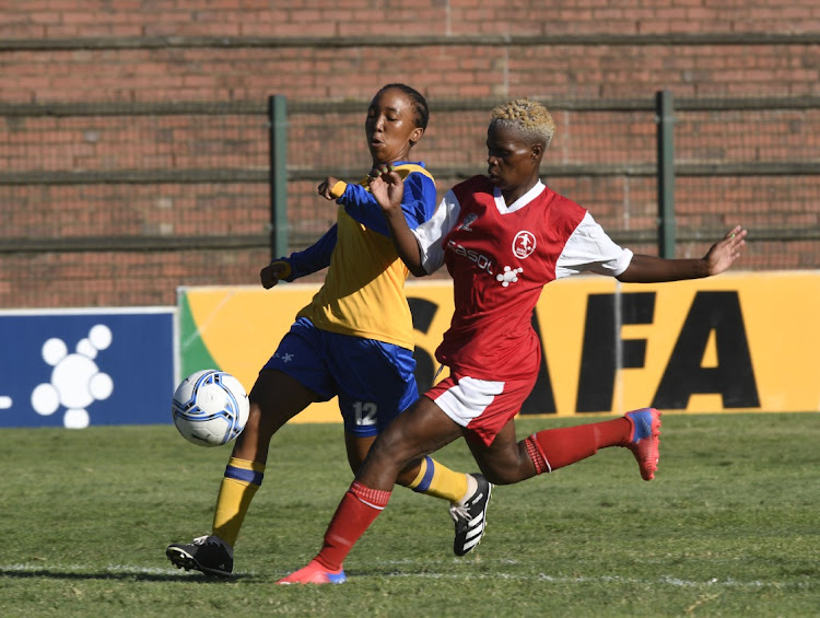 Action galore during the 2021 SASOL League match between City Lads and Royal Wizards yesterday.