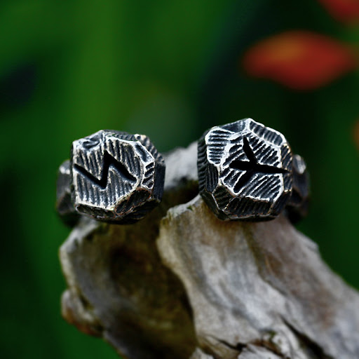 Title 4, Nordic Viking Letter Stainless Steel Ring Titan...