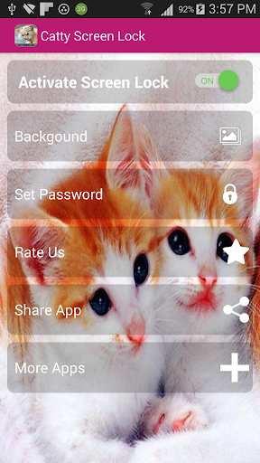 Catty pin screen lock